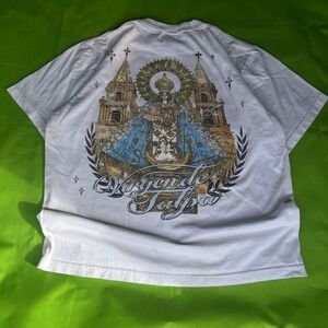 Mens Vtg Y2k Large White Virgen De Talpa Guadalupe Religious TShirt